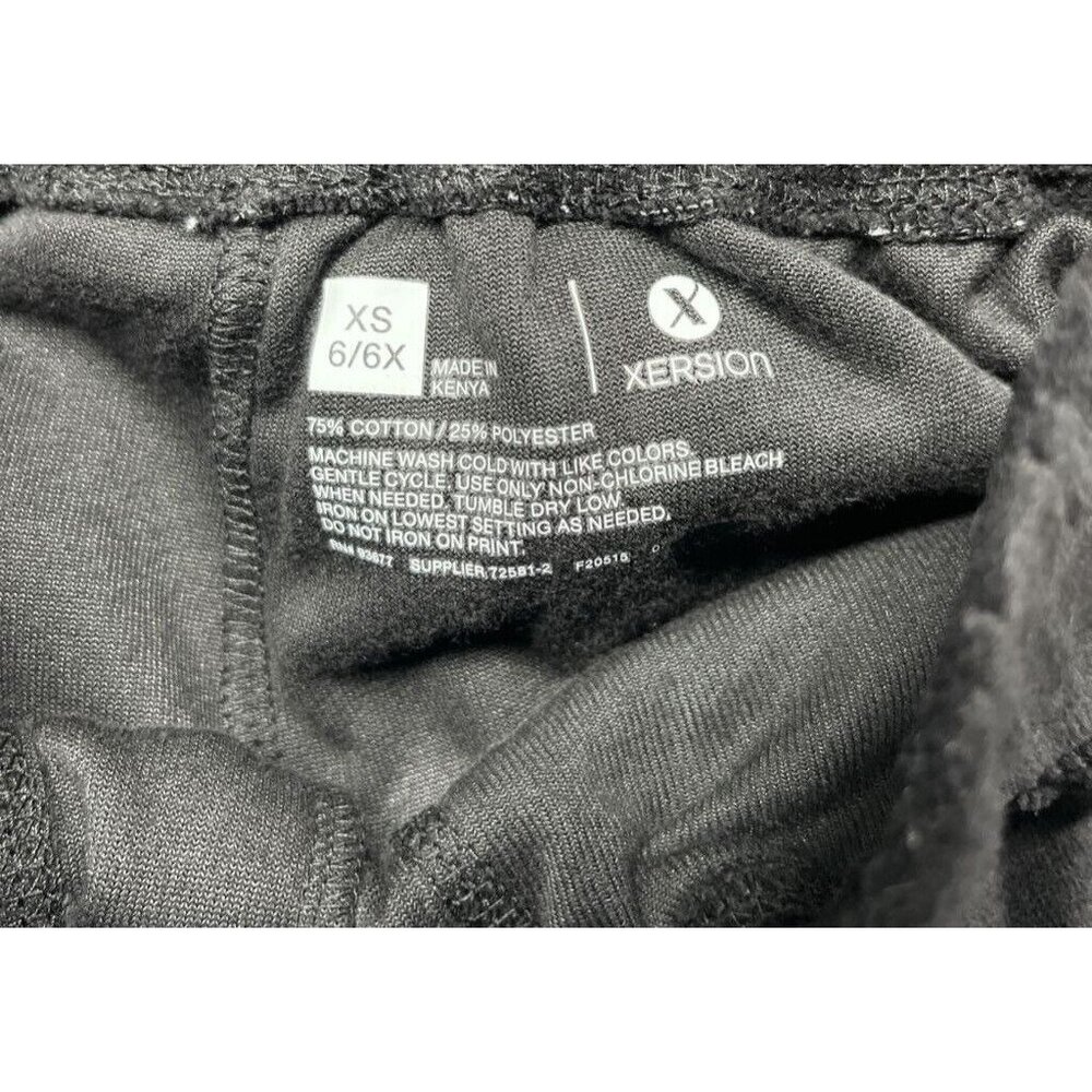 Xersion Velour Jogger Pants Girls XS 6-6X Black White Color Block Drawstring New - Picture 7 of 9